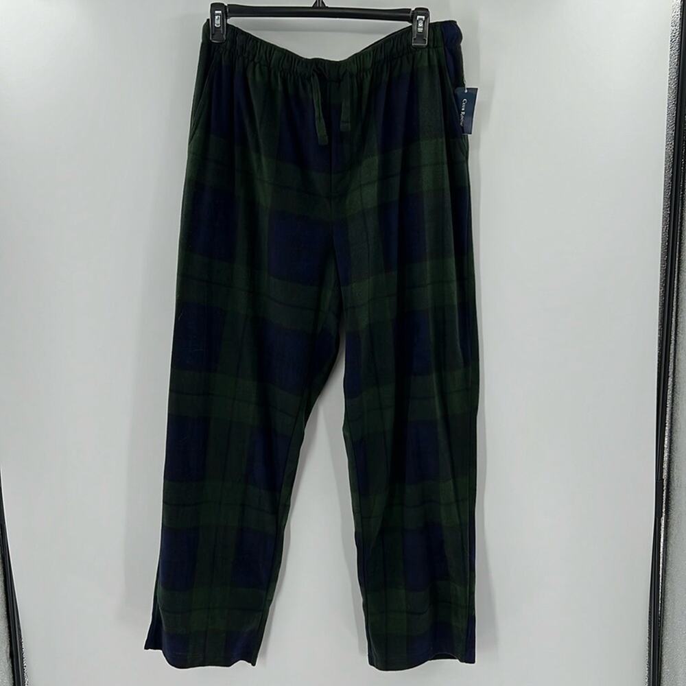 Club Room Men's Fleece Pajama Pants - Green/Blue Plaid - XL - NWT